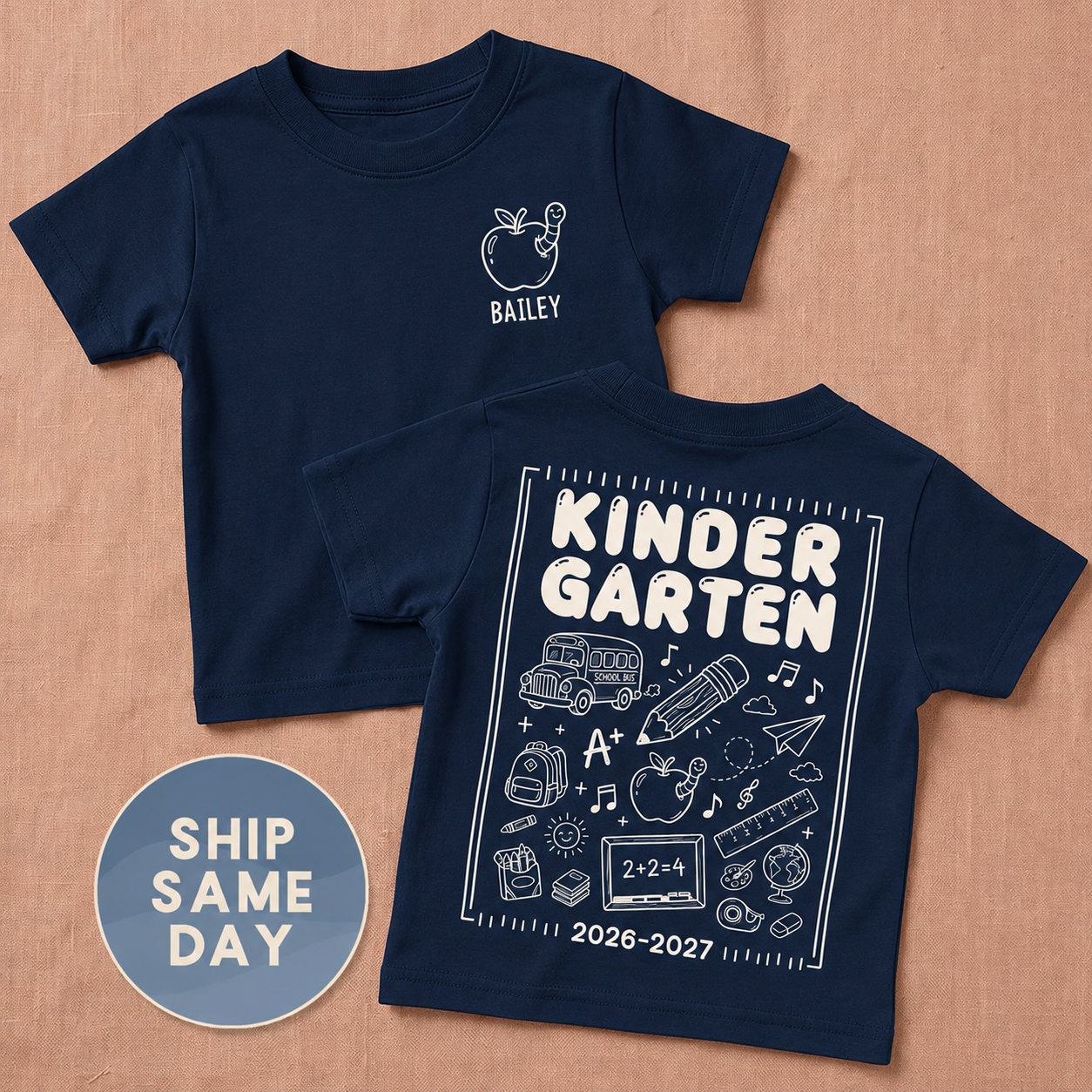 Personalized Kindergarten Shirt | First Day of School Tee for Kids