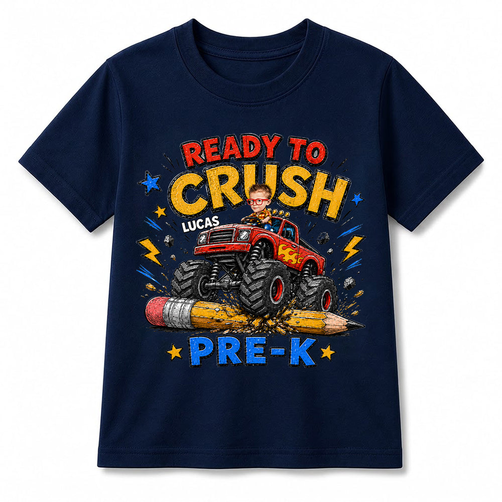 Back to School Personalized Monster Truck Shirt, Custom photo