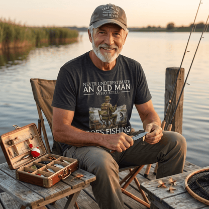 Never Underestimate An Old Man Fishing T Shirt