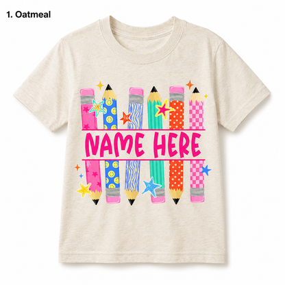 Personalized Back To School Pencil Kids T Shirt Custom Name Gift