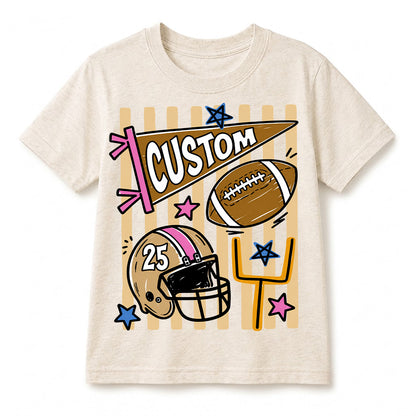 Personalized Custom Football T-Shirt for Kids, Custom Name & Number Youth Football Shirt