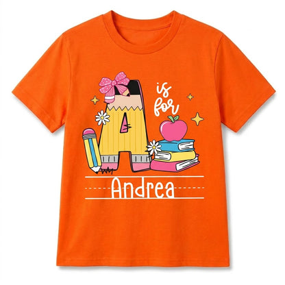Personalized Preschool Alphabet Shirt, Custom Name Back To School Tee