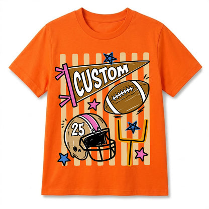 Personalized Custom Football T-Shirt for Kids, Custom Name & Number Youth Football Shirt