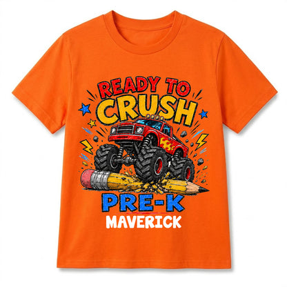 Ready To Crush Pre-K Monster Truck Shirt, Personalized Back To School Tee