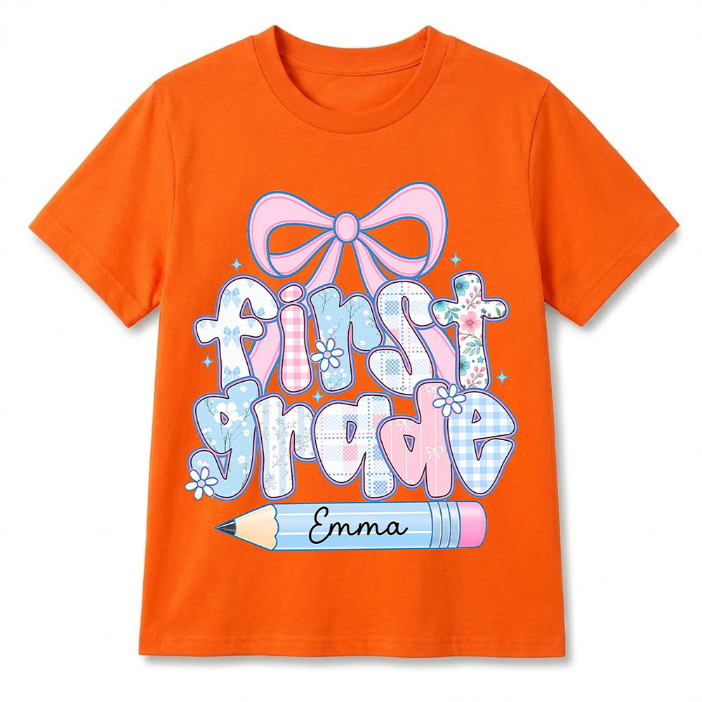 Personalized First Grade Girl Shirt, Custom Name Back To School T Shirt