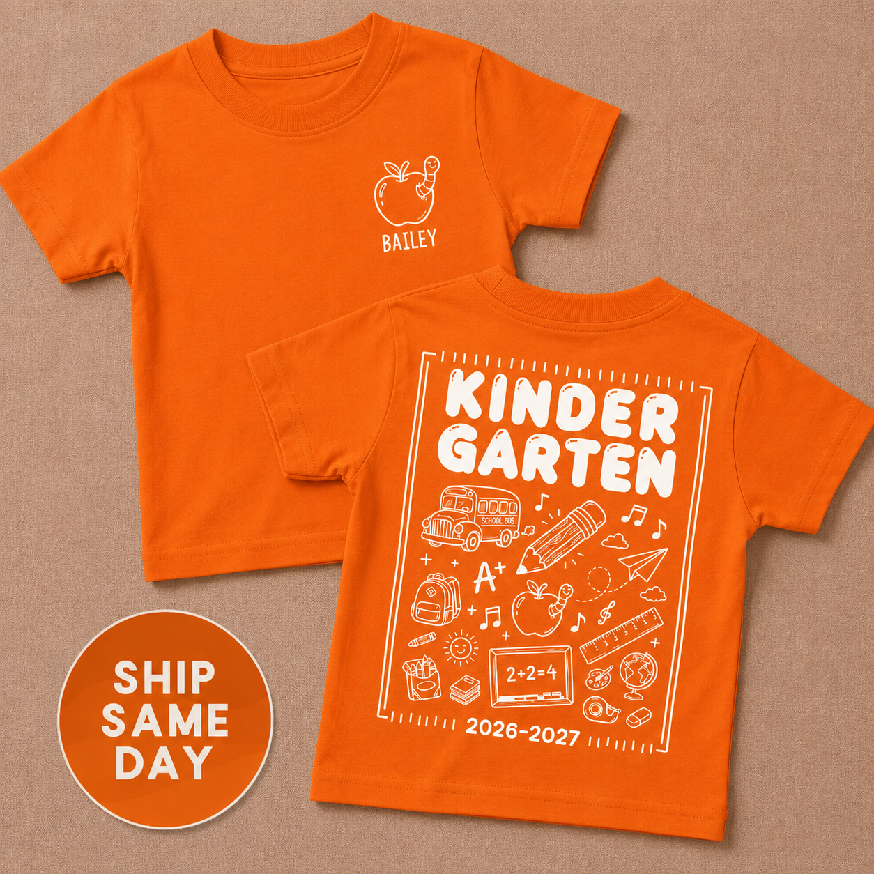 Personalized Kindergarten Shirt | First Day of School Tee for Kids