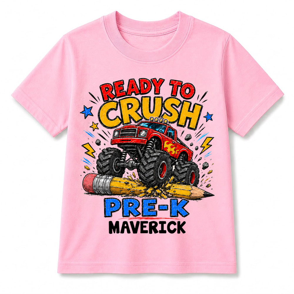 Ready To Crush Pre-K Monster Truck Shirt, Personalized Back To School Tee