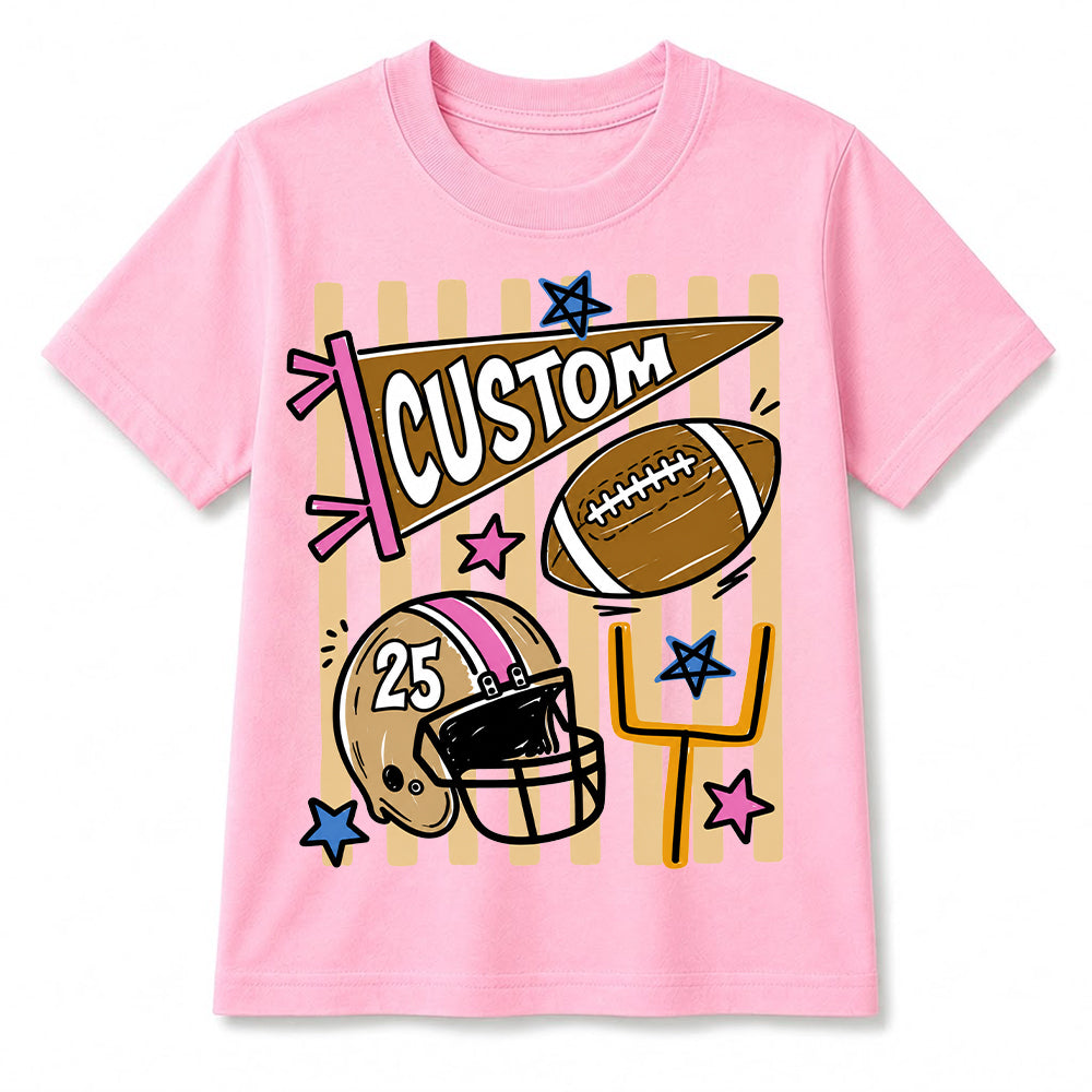 Personalized Custom Football T-Shirt for Kids, Custom Name & Number Youth Football Shirt