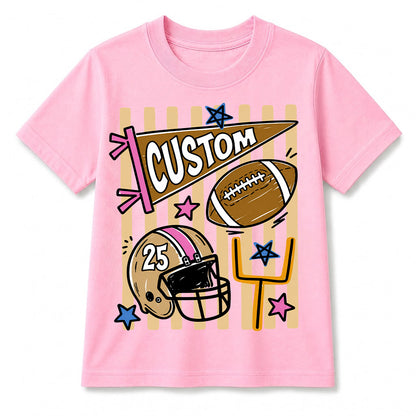 Personalized Custom Football T-Shirt for Kids, Custom Name & Number Youth Football Shirt