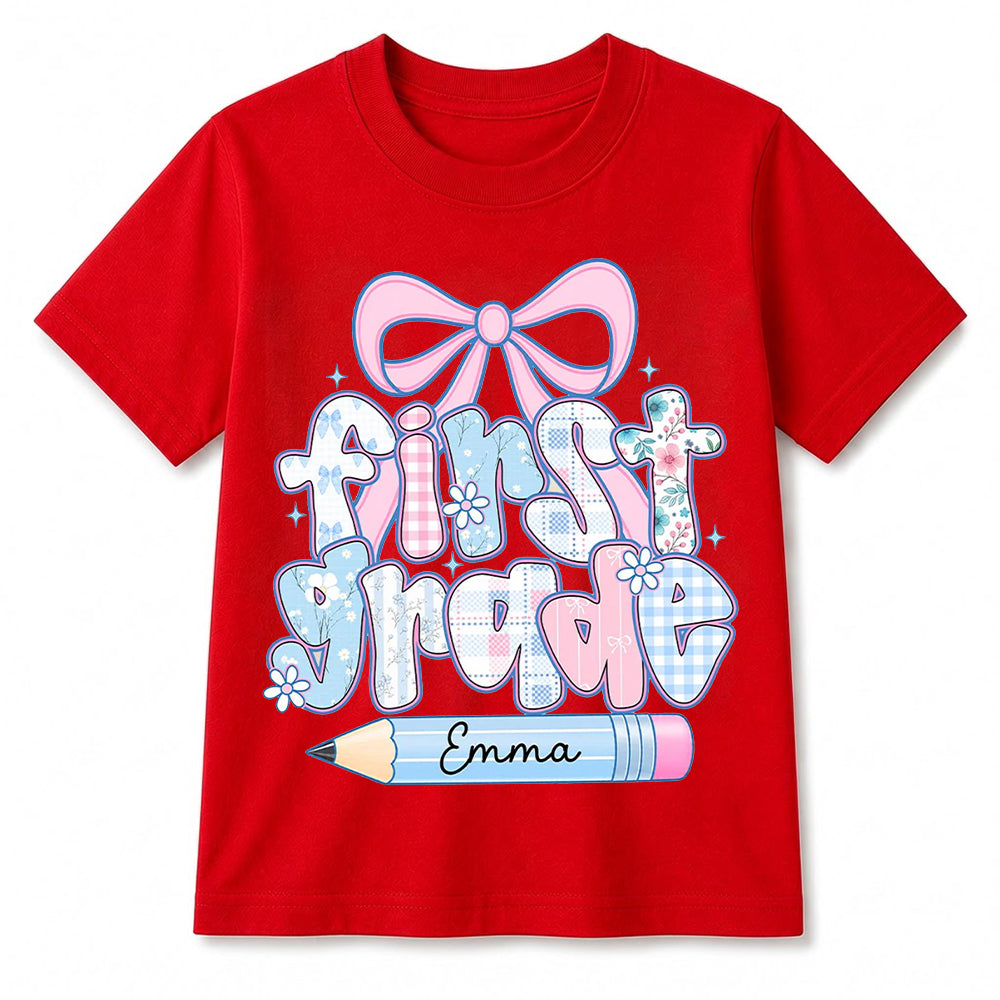 Personalized First Grade Girl Shirt, Custom Name Back To School T Shirt