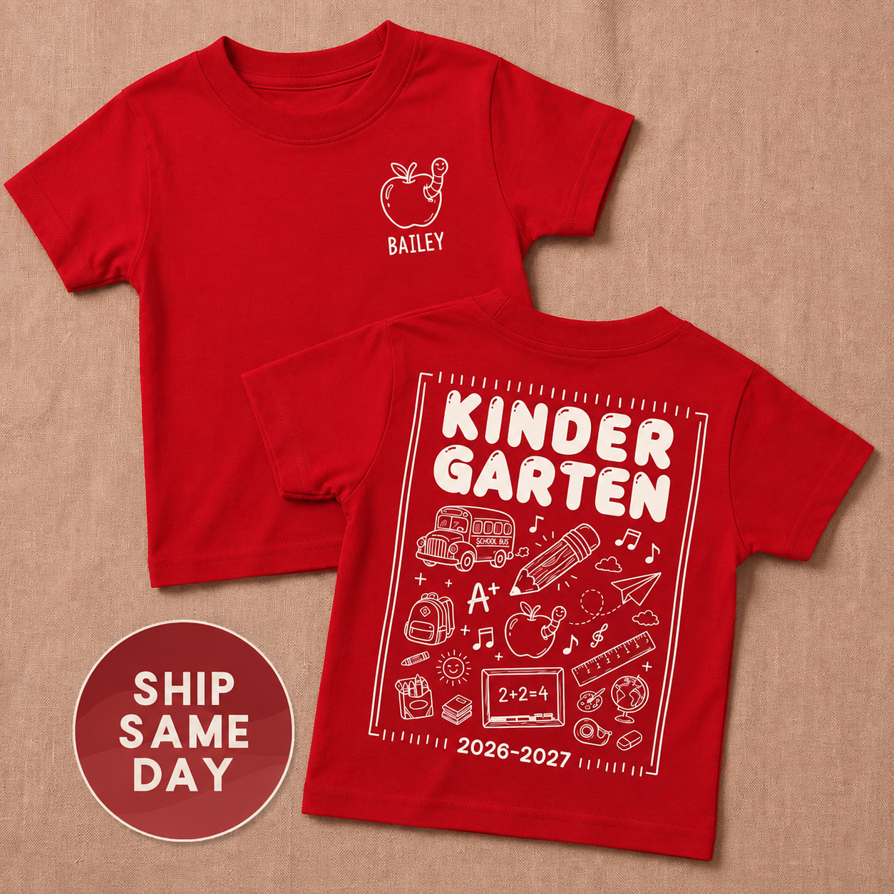 Personalized Kindergarten Shirt | First Day of School Tee for Kids
