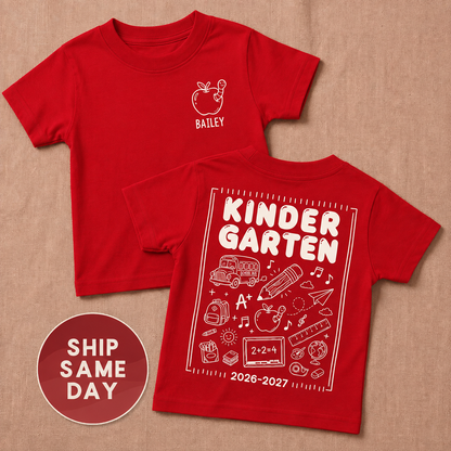 Personalized Kindergarten Shirt | First Day of School Tee for Kids