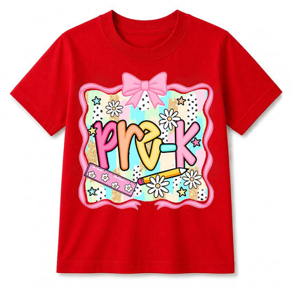 Personalized Kindergarten Girl Shirt, Custom Name School Bow T Shirt