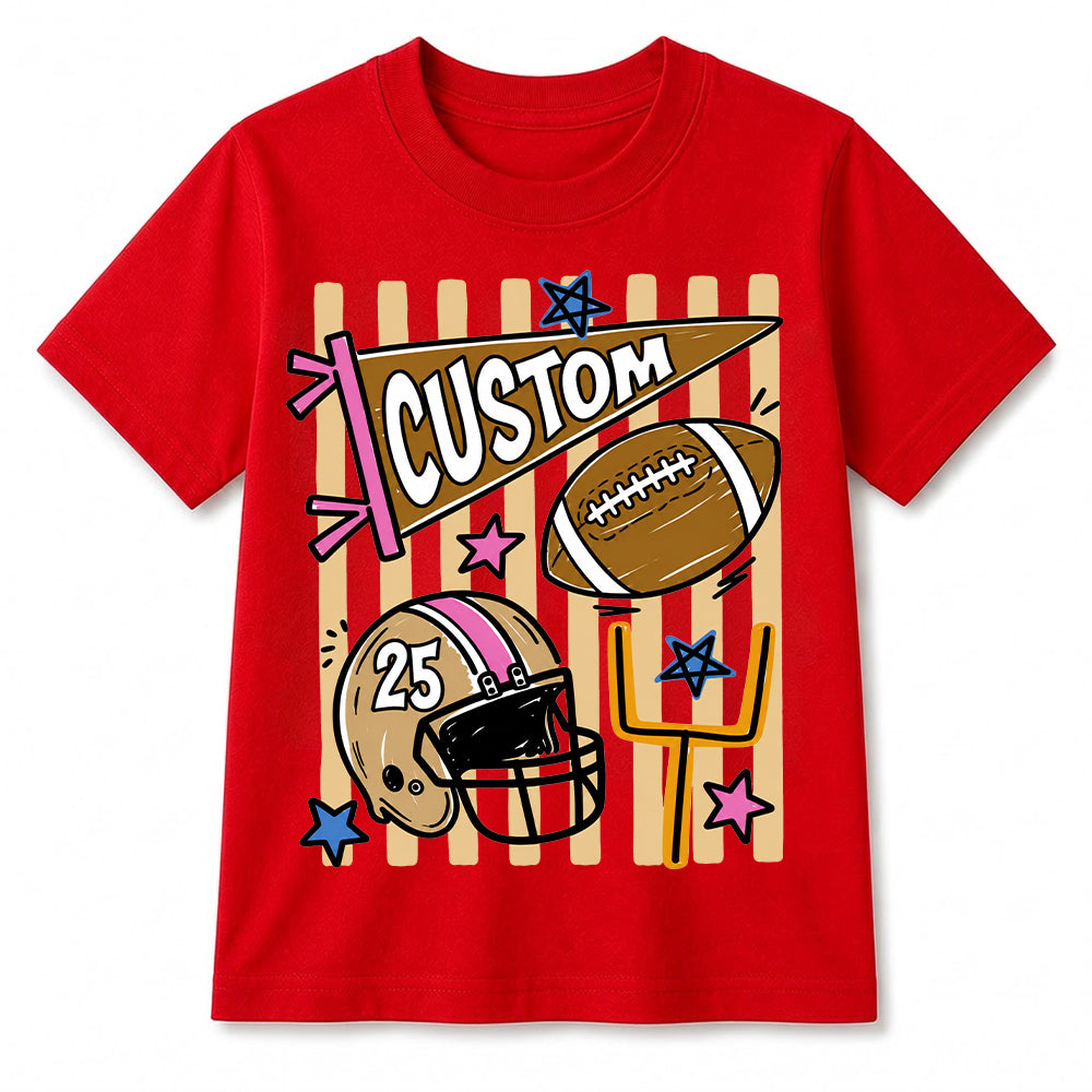 Personalized Custom Football T-Shirt for Kids, Custom Name & Number Youth Football Shirt