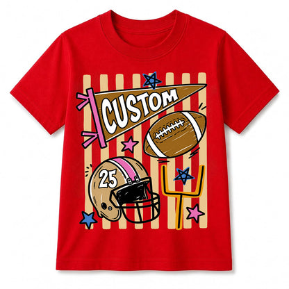 Personalized Custom Football T-Shirt for Kids, Custom Name & Number Youth Football Shirt