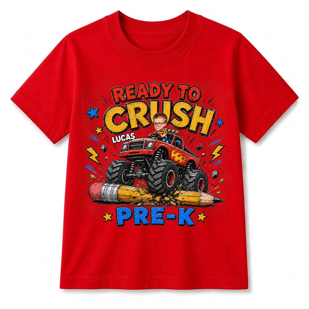 Back to School Personalized Monster Truck Shirt, Custom photo