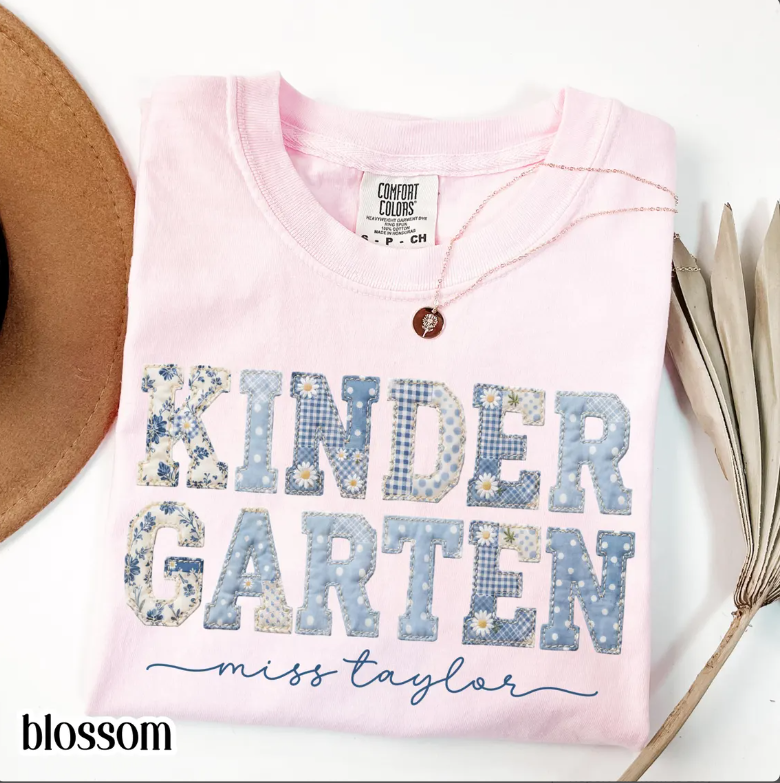 Personalized Kindergarten Teacher Shirt – Custom Teacher Name Back to School Graphic Tee