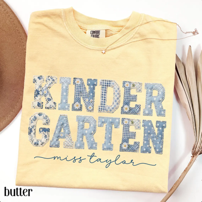Personalized Kindergarten Teacher Shirt – Custom Teacher Name Back to School Graphic Tee