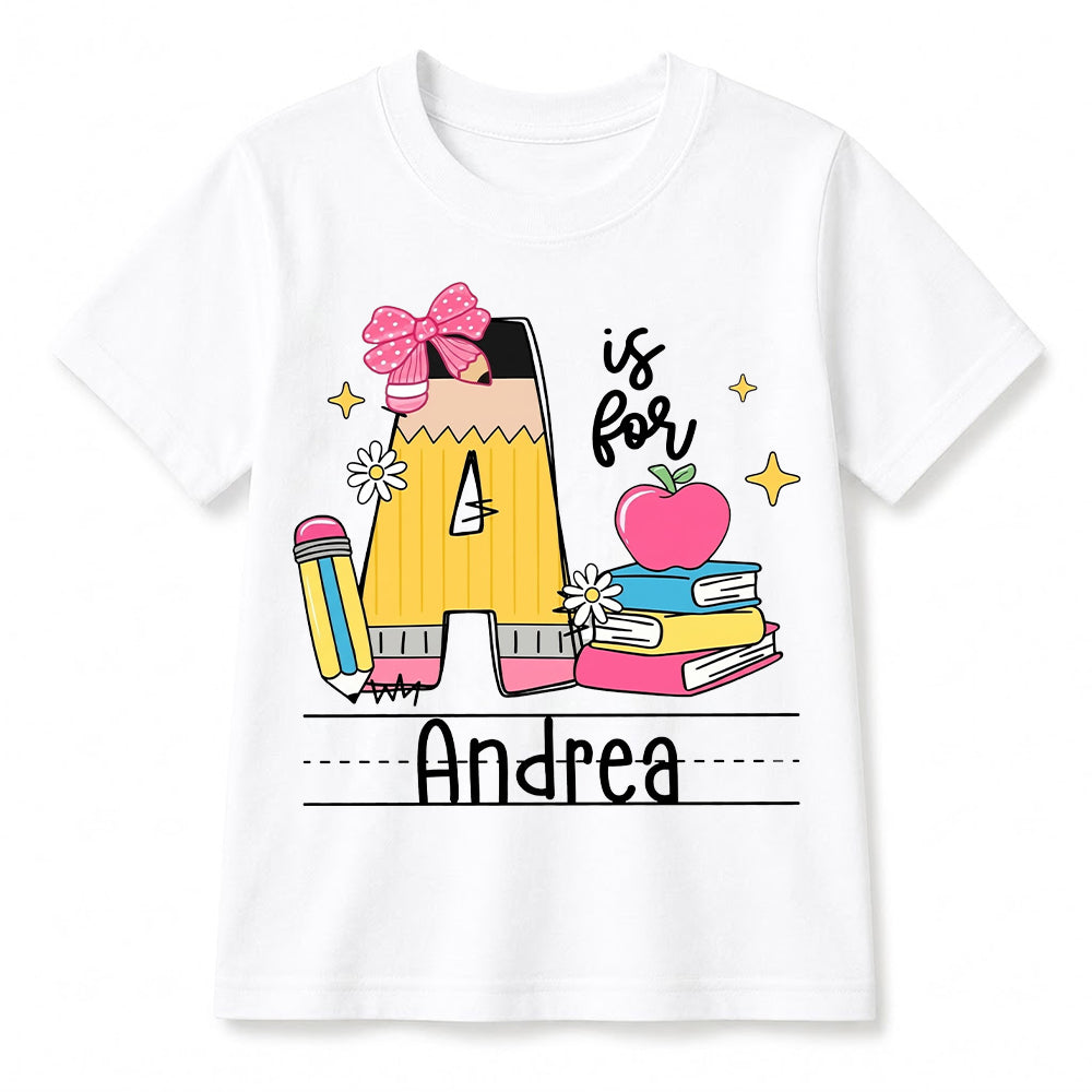 Personalized Preschool Alphabet Shirt, Custom Name Back To School Tee