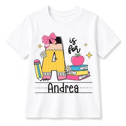 Personalized Preschool Alphabet Shirt, Custom Name Back To School Tee