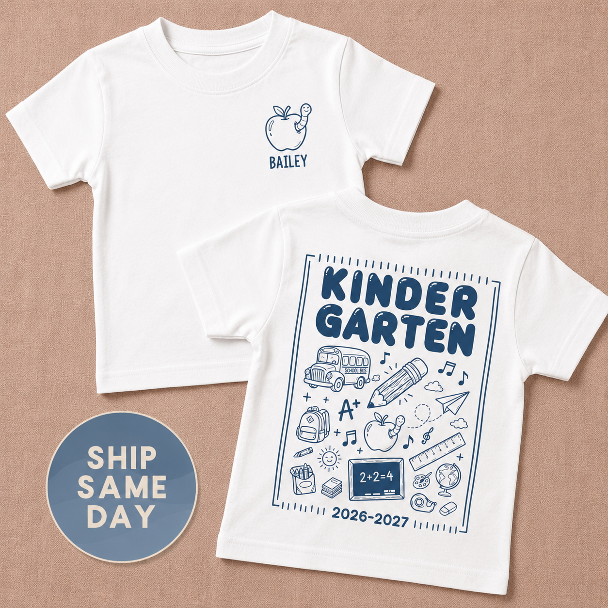 Personalized Kindergarten Shirt | First Day of School Tee for Kids