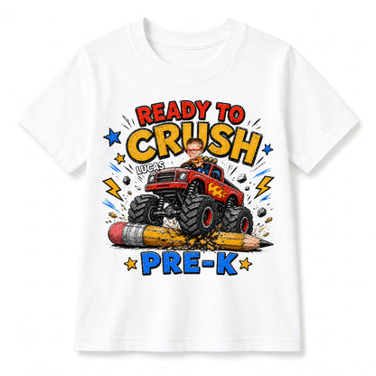 Back to School Personalized Monster Truck Shirt, Custom photo