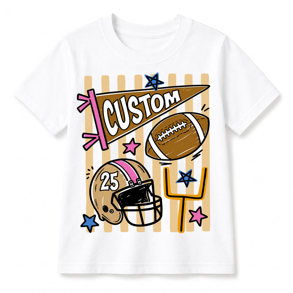 Personalized Custom Football T-Shirt for Kids, Custom Name & Number Youth Football Shirt