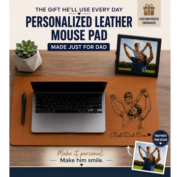 Personalized Desk Mat, Father's Day Gifts, We Love You Custom Photo Sketch Line Art Father's Day Gift For Husband, Dad